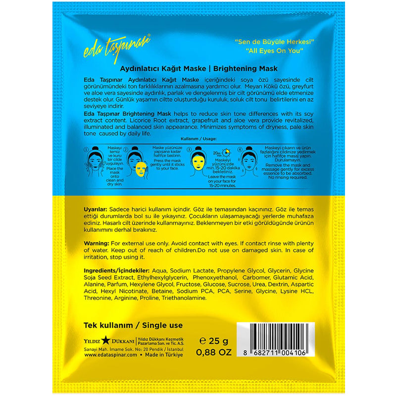 Eda Taspinar Brightening Sheet Mask for Radiant Skin 25ml