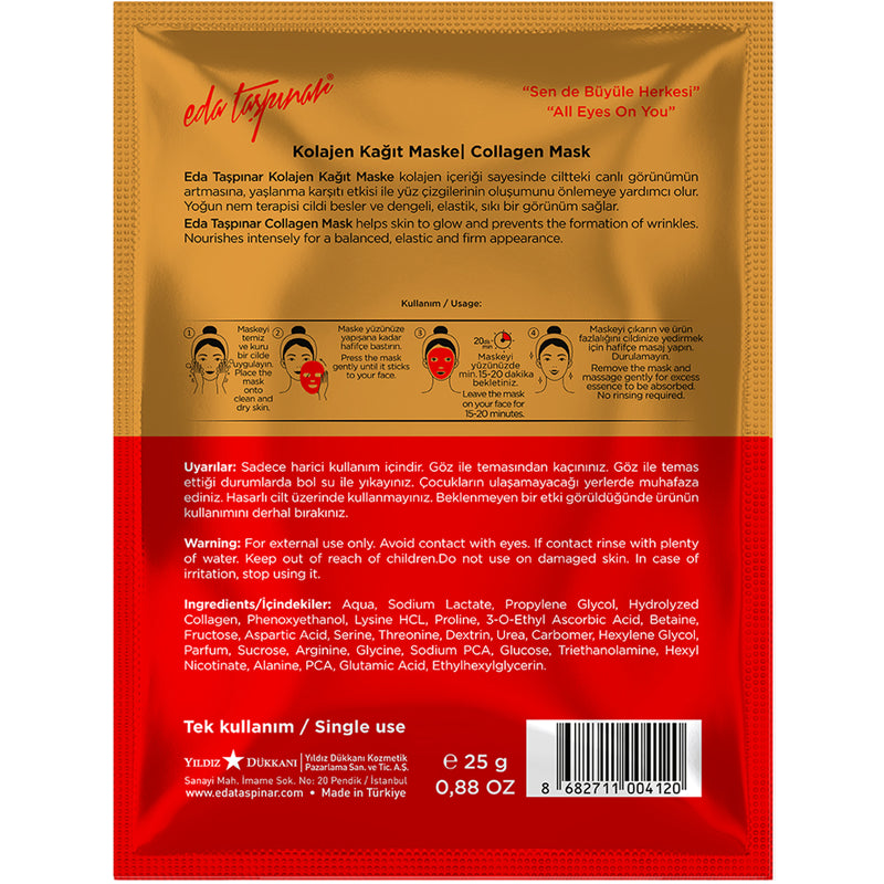 Eda Taspinar Collagen Sheet Mask for Firming &amp; Hydration 25ml
