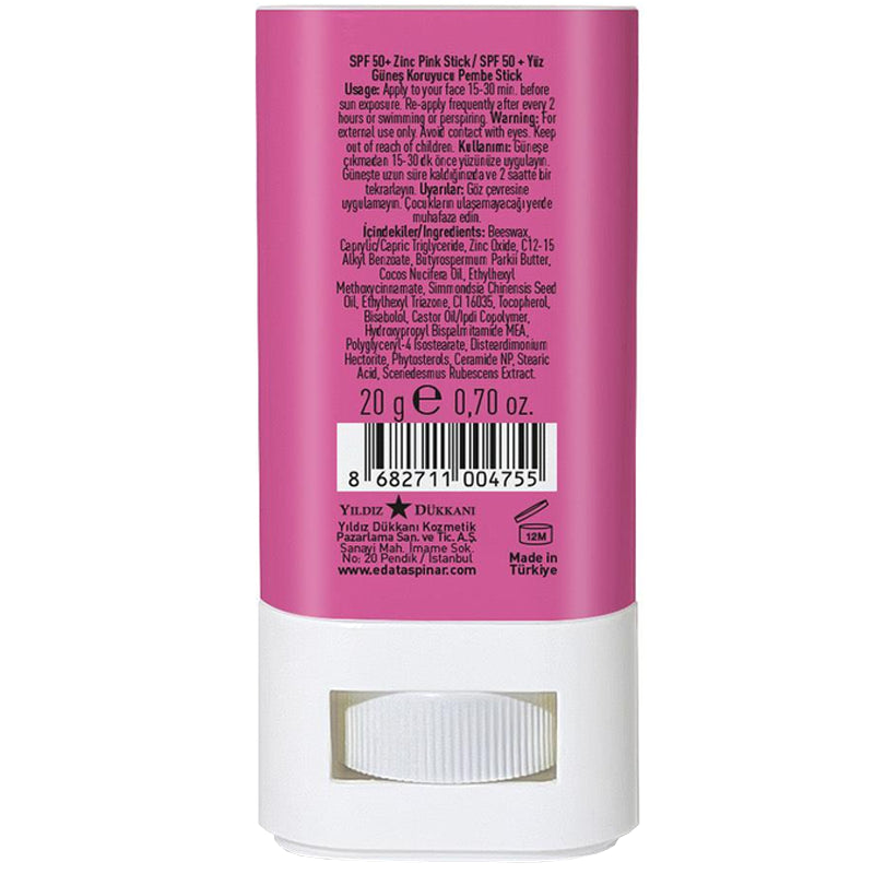 Eda Taspinar Pink Zinc Mineral Sunscreen Stick SPF 50+ 20g