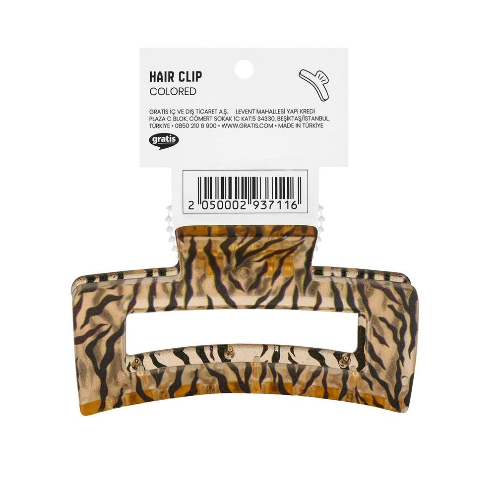 Eklips Zebra Rectangular Claw Clip Yellow Hair Accessory