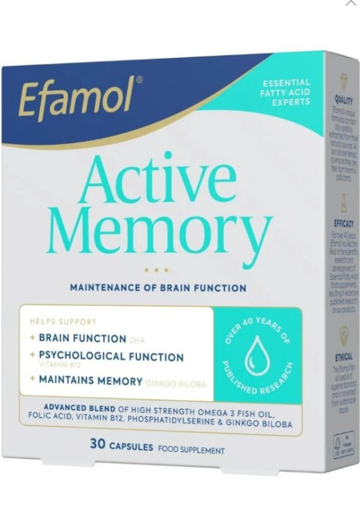 Efamol Active Memory Herbal Capsules for Brain Support 30ct