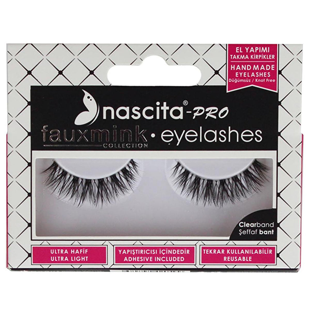 Nascita Pro Fauxmink False Eyelashes 090 - Easy to Apply, Comes with Adhesive, Enhances Eye Makeup - Hair Accessories