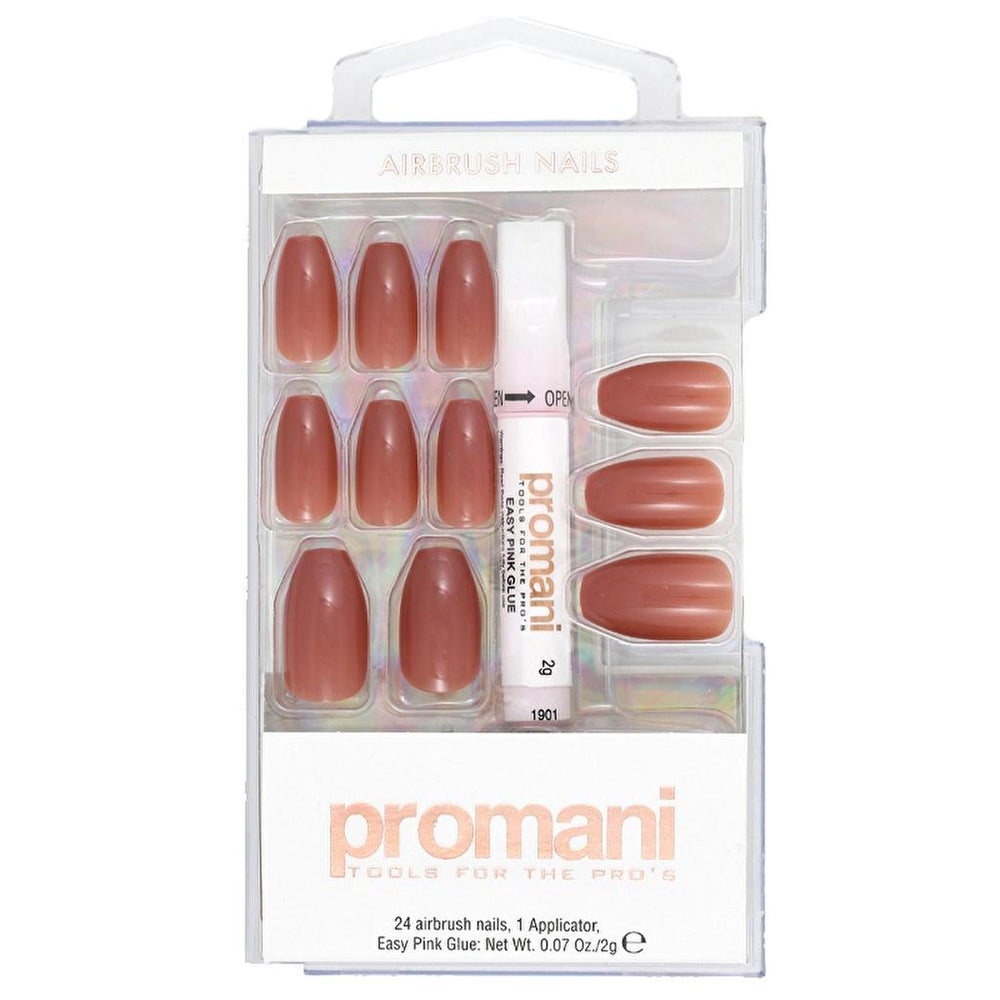 Promani Dusty Rose False Nail Kit 24 Pieces