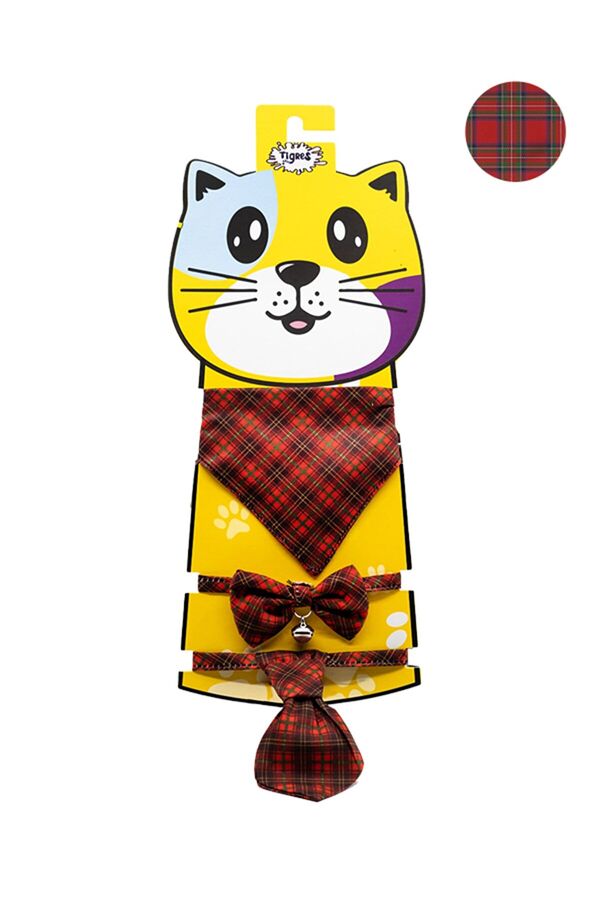 Tigres Plaid Bowtie Tie and Scarf Cat Collar Set