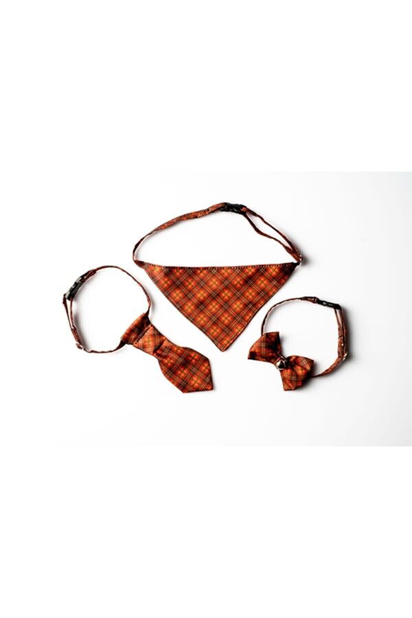Tigres Plaid Bowtie Tie and Scarf Cat Collar Set
