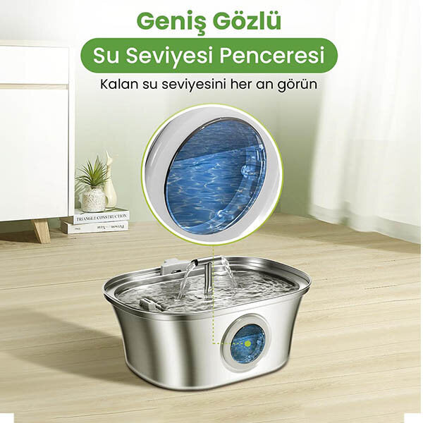 Electron Double Spout Stainless Steel Automatic Water Fountain 3.2L