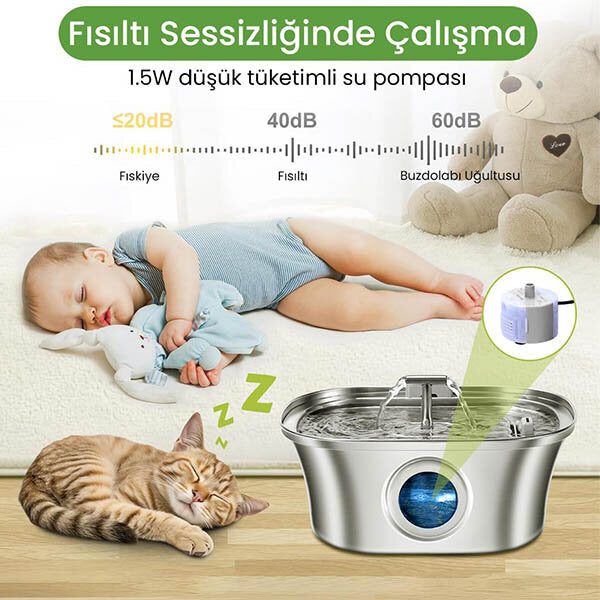 Electron Double Spout Stainless Steel Automatic Water Fountain 3.2L