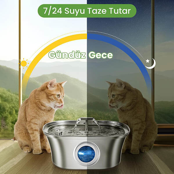 Electron Double Spout Stainless Steel Automatic Water Fountain 3.2L