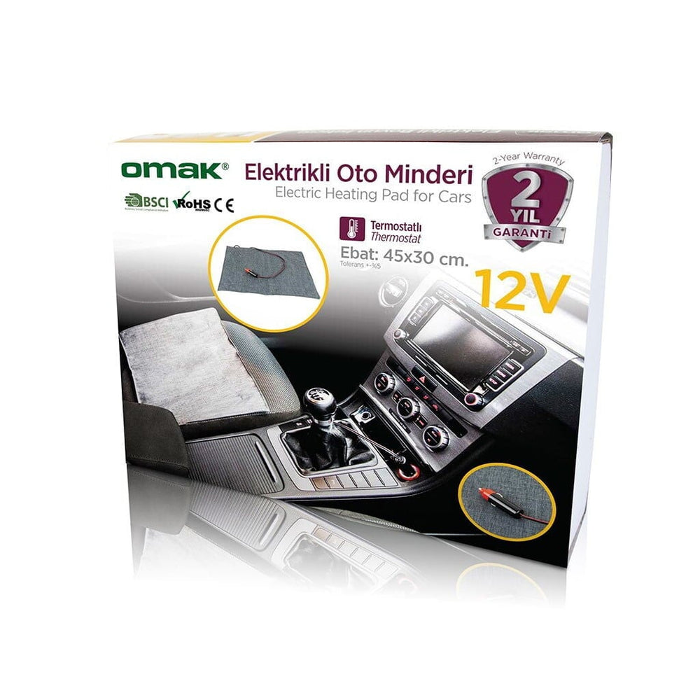 Omak 12V Heated Car Seat Cushion with Thermostat 30x45 cm