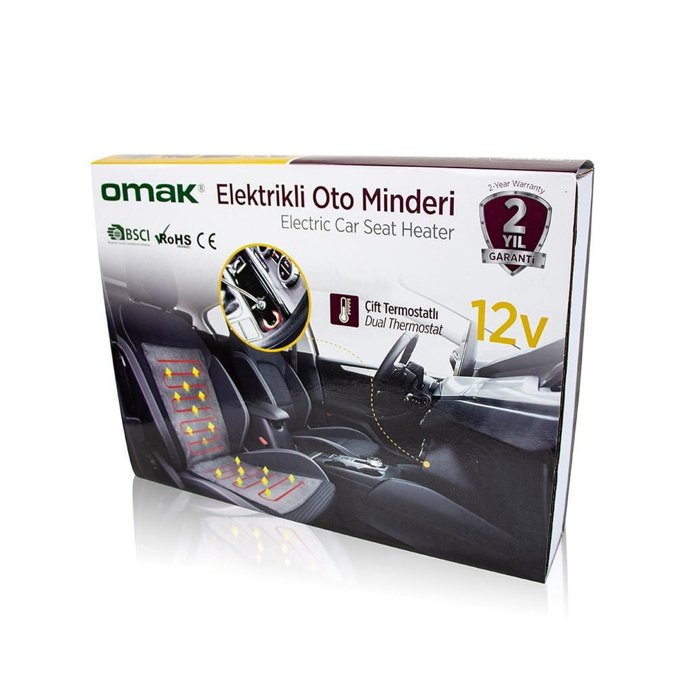 Omak 12V Heated Car Seat Cushion with Thermostat 35x90 cm
