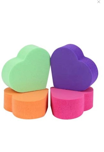 Elly Heart-Shaped Makeup Sponge Set for Flawless Blending 4-Pack