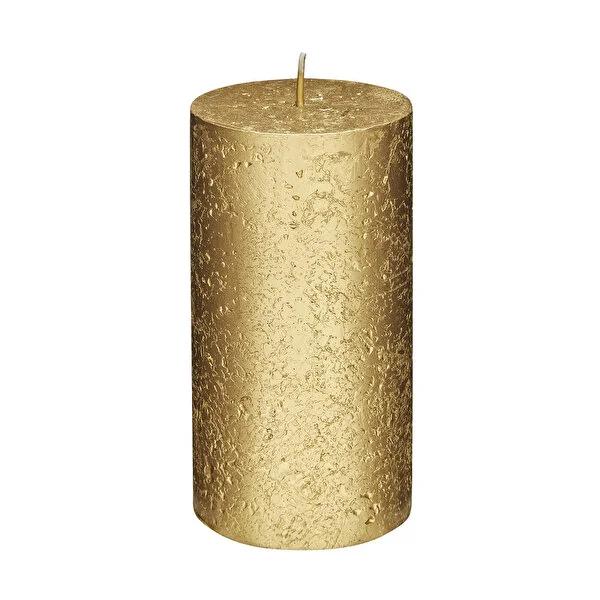 Rubin Licht Rustic Metallic Gold Cylindrical Candle - Unique Home Decor, 5.12 Inches Tall Rubin Licht Rustic Gold Candle - Unique Decor rustic candle, metallic gold candle, cylindrical candle, unique home decor, artisan candle, home decor enthusiasts, luxurious candle, elegant home decor, ambient lighting, decorative appeal, wax and metal candle