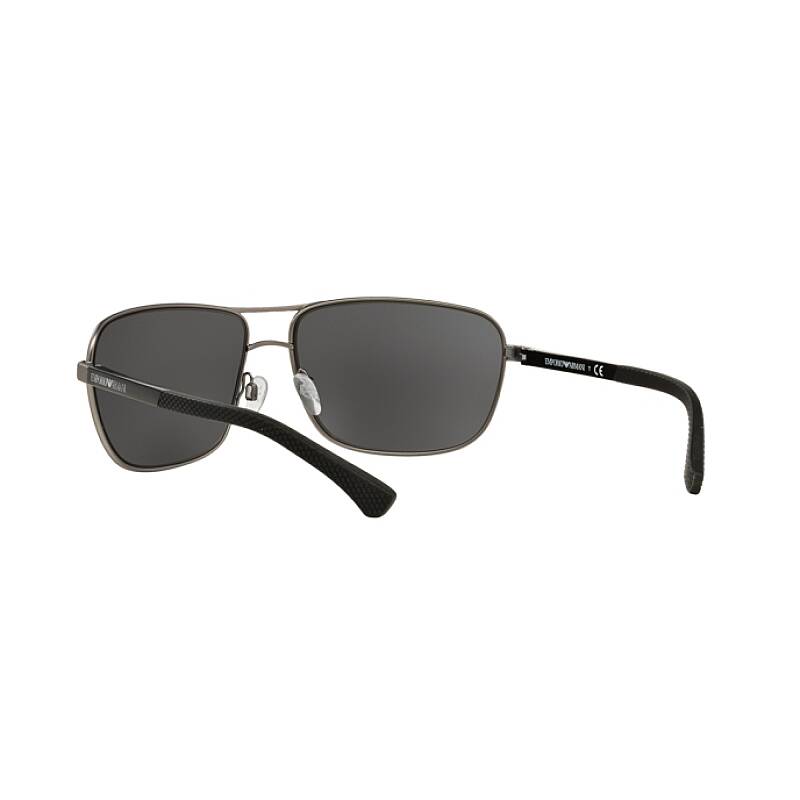 Emporio Armani EA2033 Gunmetal Rubber Aviator Sunglasses 64mm