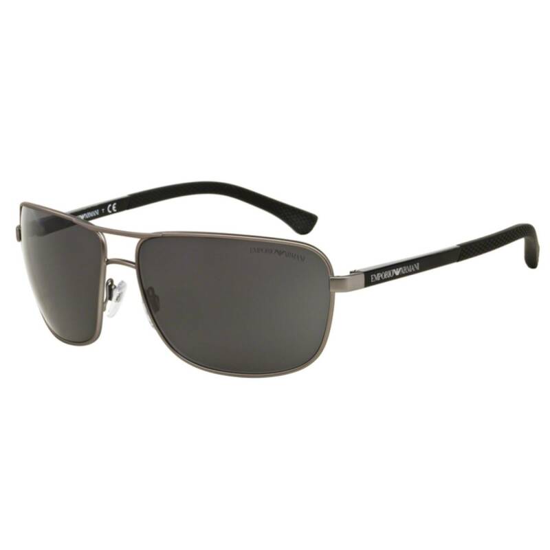 Emporio Armani EA2033 Gunmetal Rubber Aviator Sunglasses 64mm
