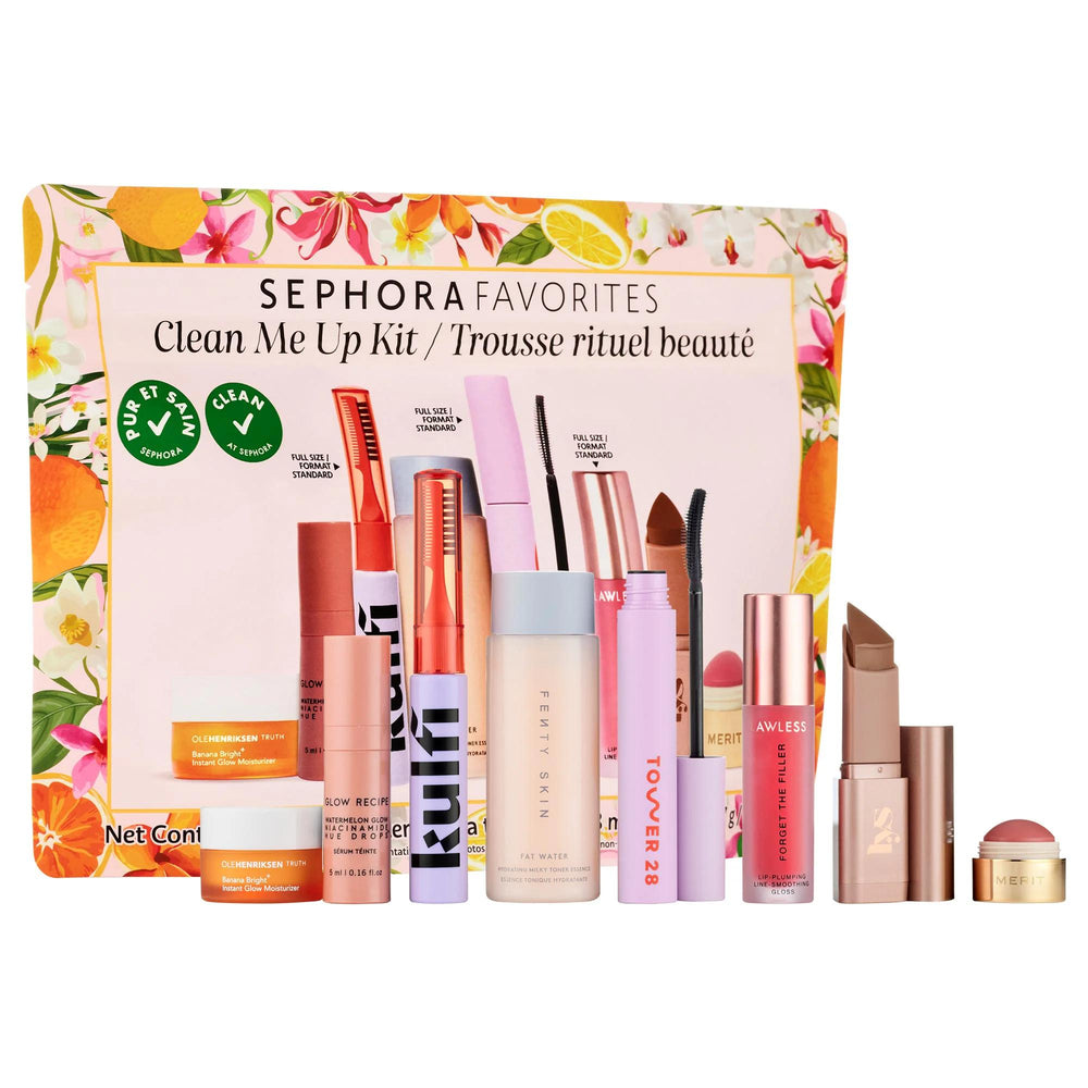 Clean Me Up: Sephora's Clean Beauty Makeup & Skincare Value Set - Glow Recipe, Fenty Beauty, Tower 28 & More! Complete Routine, Radiant Skin Clean Beauty Set: Makeup & Skincare - Glow, Fenty, Tower 28 & More clean beauty set, makeup skincare value set, glow recipe niacinamide serum, fenty beauty toner essence, tower 28 mascara, olehenriksen glow moisturizer, kulfi brow gel, lawless lip plumper, merit cream blush, LYS bronzer contour stick, clean beauty, makeup set, skincare set, value set, beauty routine, n