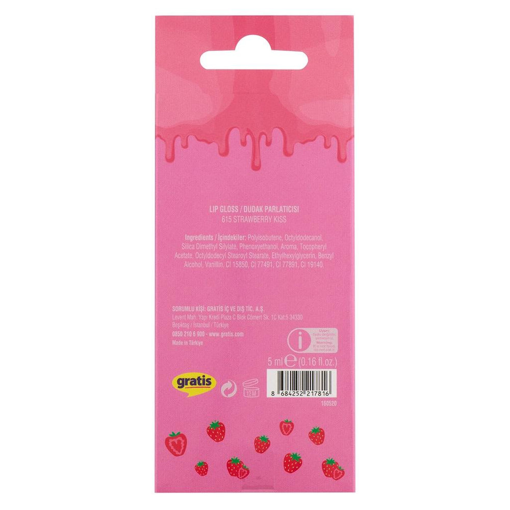 Beaulis Sweet Cones Lip Gloss 615 Strawberry Kiss for High Shine