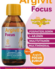 Argivit Focus: Kids Multivitamin Syrup for Enhanced Focus & Cognitive Support - L-Arginine, Phosphatidylserine, Vitamins & Minerals - Delicious Orange Flavor Argivit Focus: Kids Multivitamin for Focus & Cognitive Support multivitamin syrup, children's vitamins, focus supplement, L-Arginine supplement, phosphatidylserine supplement, vitamin and mineral supplement, liquid multivitamin, cognitive support vitamins, kids vitamins, children's multivitamin, focus for kids, memory support, immune support, vitamin C