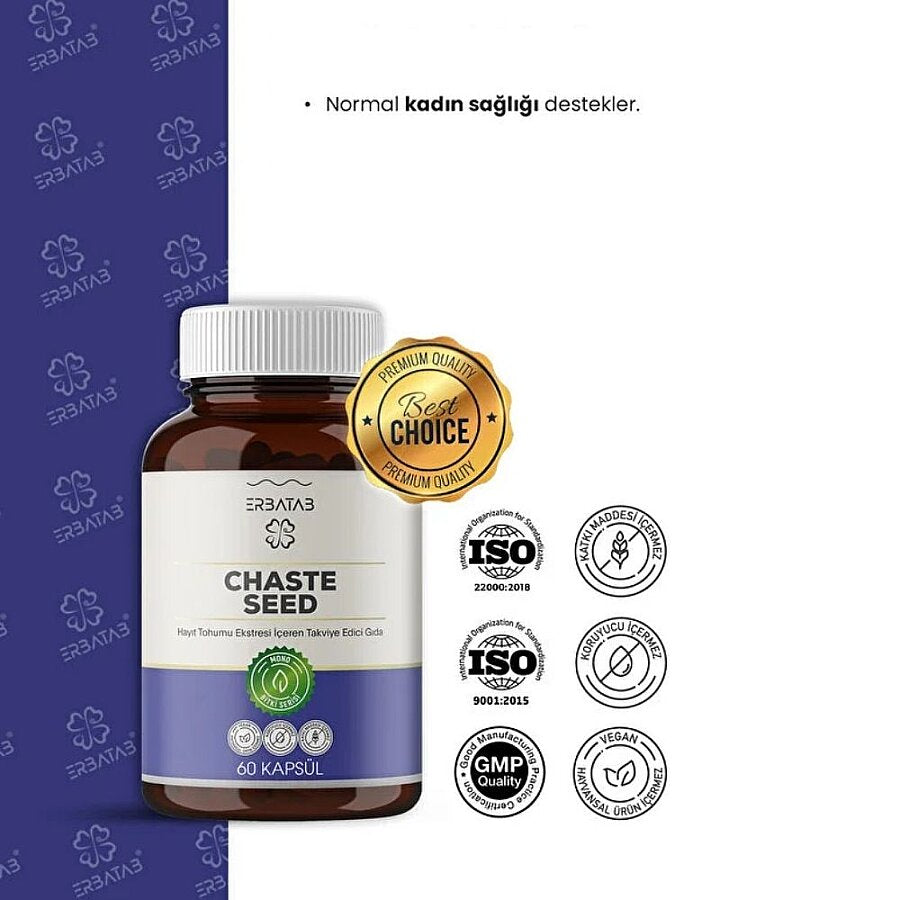 Erbatab Chaste Seed Extract Vegan Supplement 60 Capsules