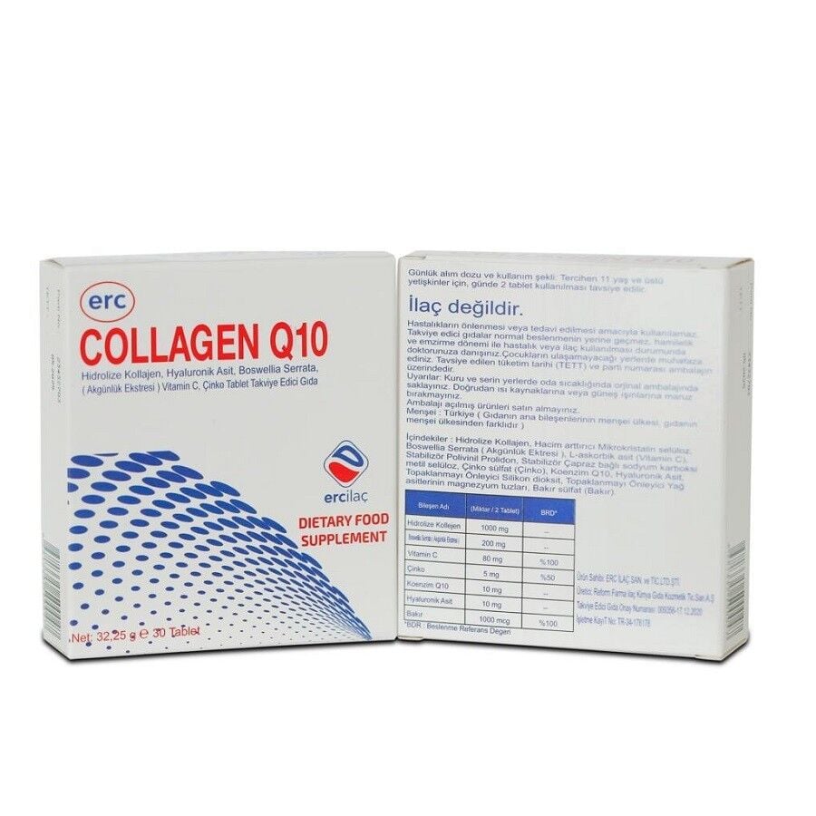 ERC Collagen Q10 Dietary Supplement with Hyaluronic Acid 30 Capsules