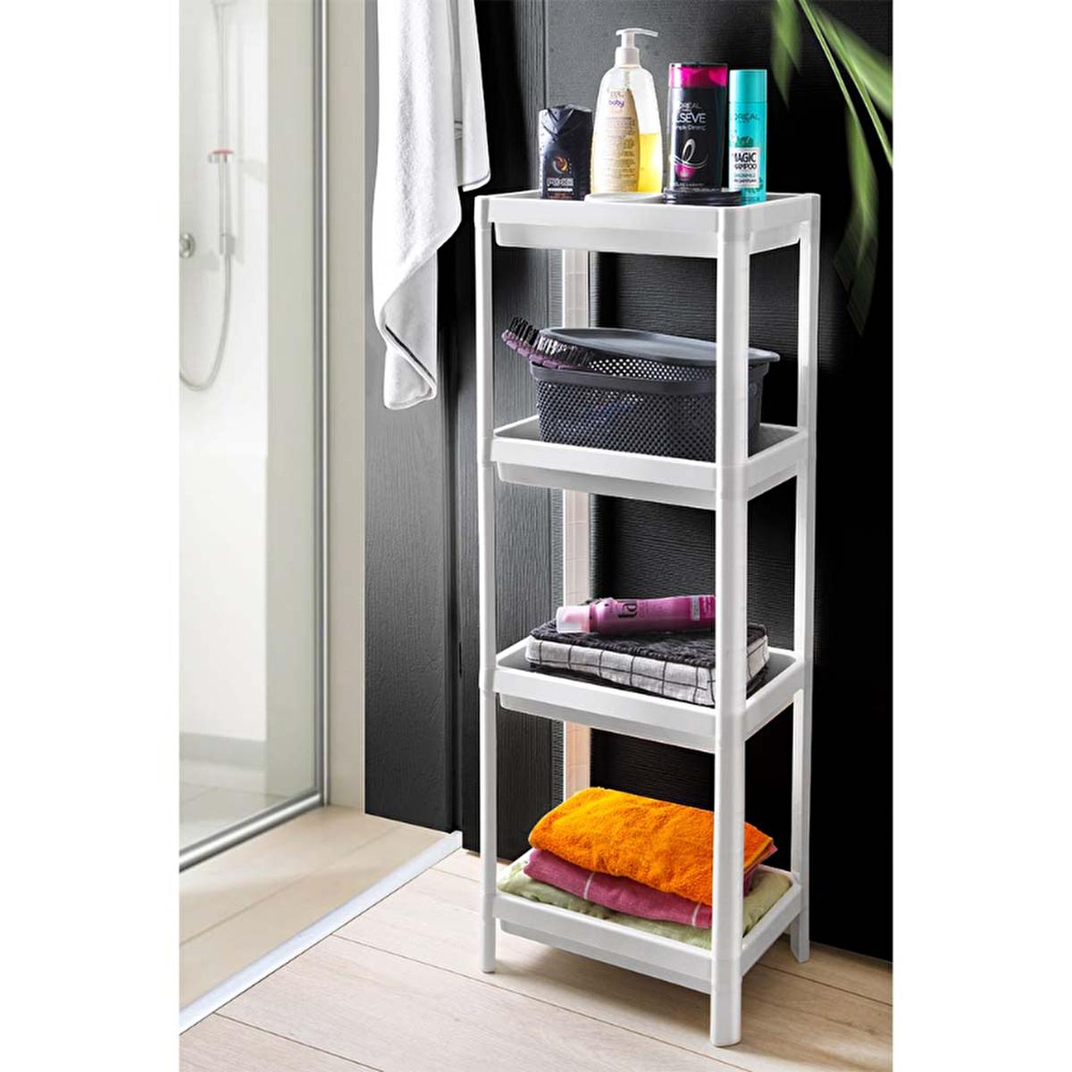 Decobella 4-Tier Bathroom Storage Rack - Maximize Space, Easy Install, Durable Plastic Decobella 4-Tier Bathroom Storage Rack - Maximize Space bathroom storage rack, 4-tier bathroom organizer, plastic bathroom shelf, easy install bathroom storage, bathroom cleaning supply organizer, bathroom organization, decluttering solutions, home storage, plastic storage rack, bathroom essentials organizer