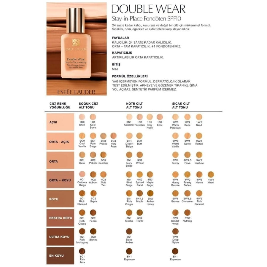 Estee Lauder Double Wear Foundation Matte Finish 2W1 Dawn 30ml