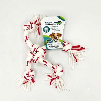 Eurodog Red & White Cotton Rope Dog Toy for Dental Care 30 cm