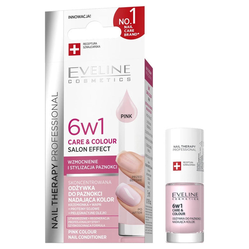 Eveline Cosmetics 6w1 Care & Colour Nail Treatment Pink 5 ml