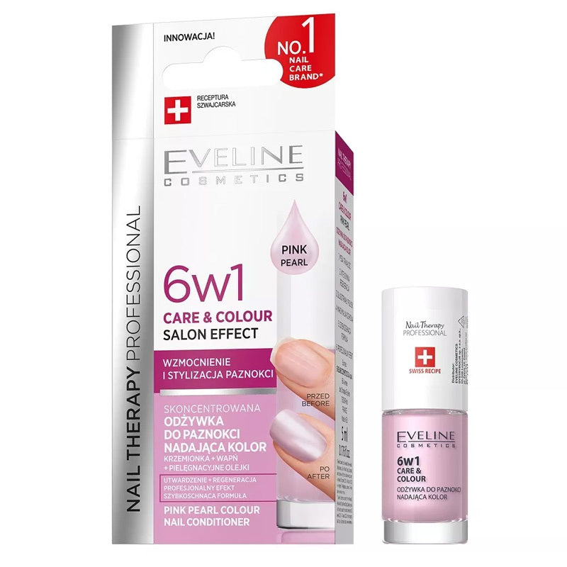 Eveline Cosmetics 6w1 Care & Colour Pink Pearl Nail Treatment 5ml