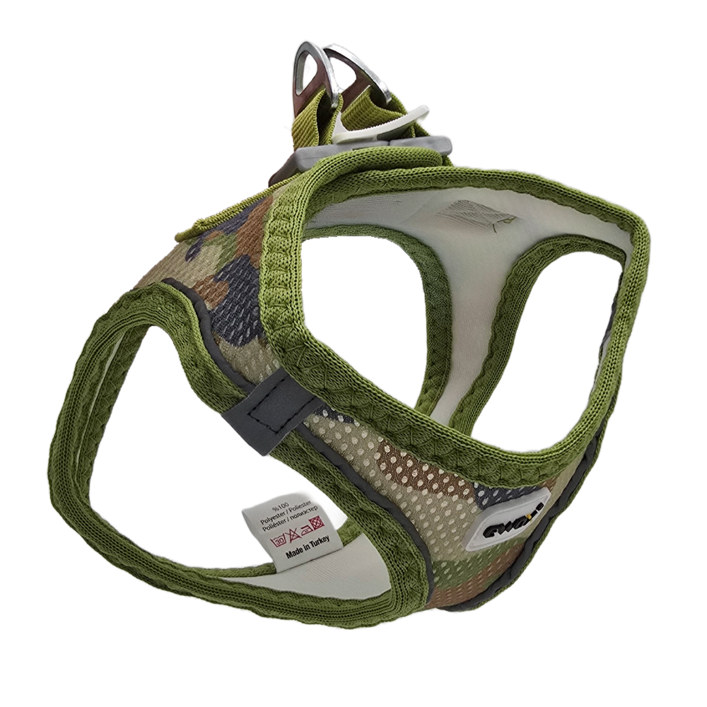 Ewox Air Mesh Green Camo Dog Harness Extra Security 3XS