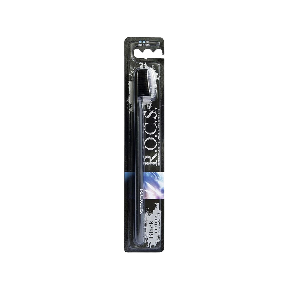 Rocs Black Edition Medium Toothbrush - Superior Plaque Removal & Gentle Teeth Whitening - Enhanced Dental Hygiene - image 3
