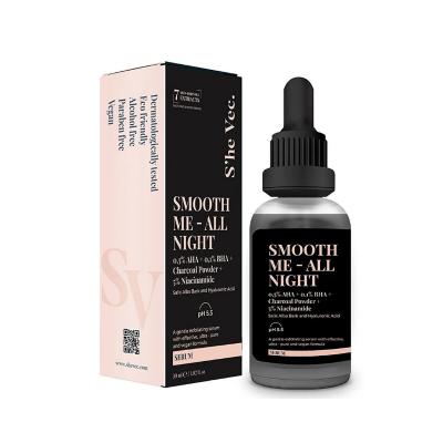 she vec smooth me all night serum 30 ml bottle, she vec smooth me serum application on skin She Vec Smooth Me - All Night Serum | 30 ml She Vec Smooth Me Serum | Night-Time Skin Care skincare, serum, nighttime-skincare, anti-aging, hydrating, oil-control, she-vec, adult-skincare, acne-prone-skin, ai-generated