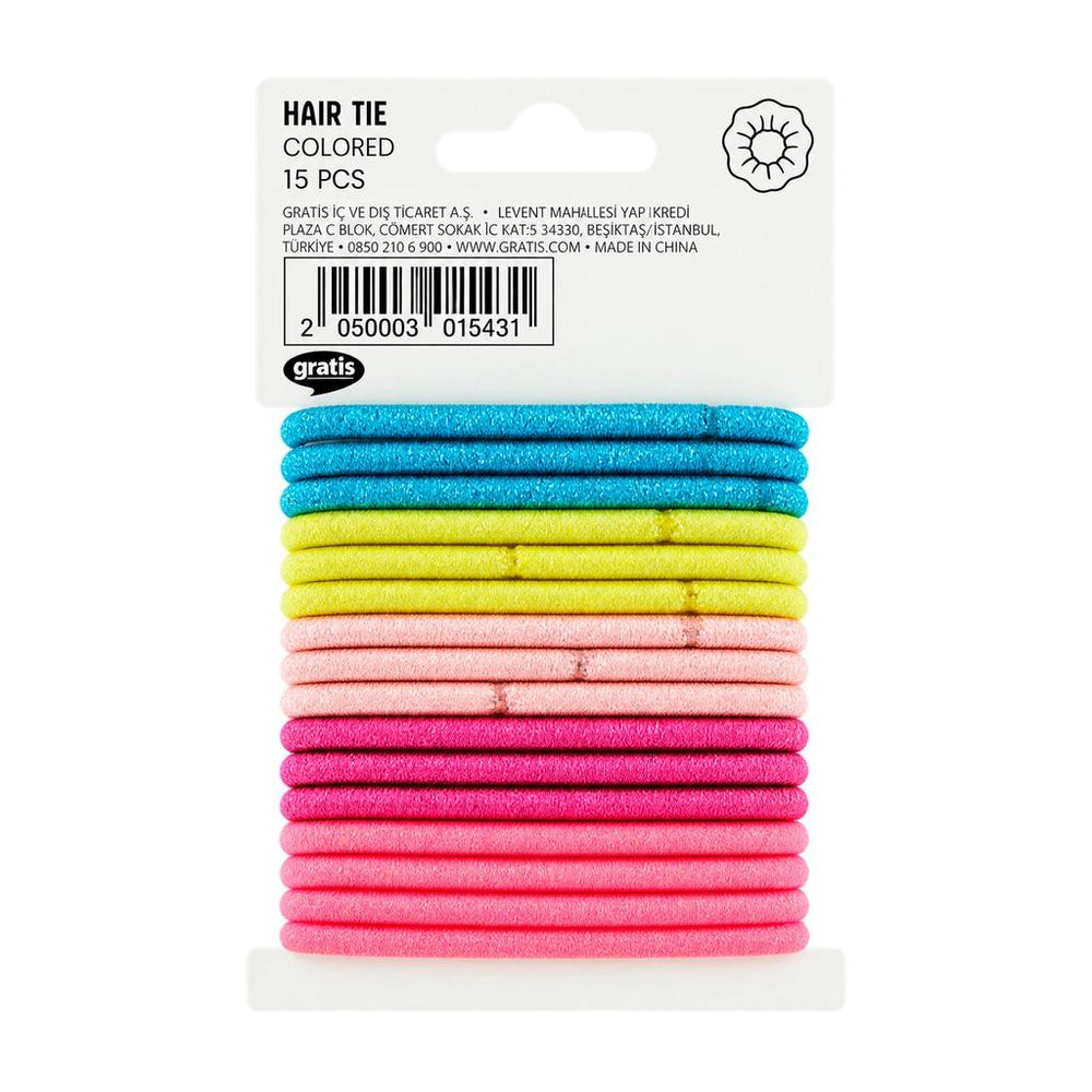 Eklips Glitter Neon Color Elastic Hair Ties 15 Pack