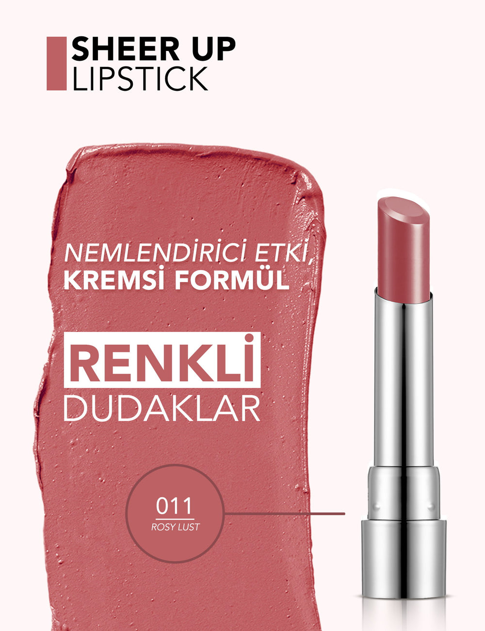 Flormar Sheer Up Moisturizing Lipstick Glossy Finish 3.3g