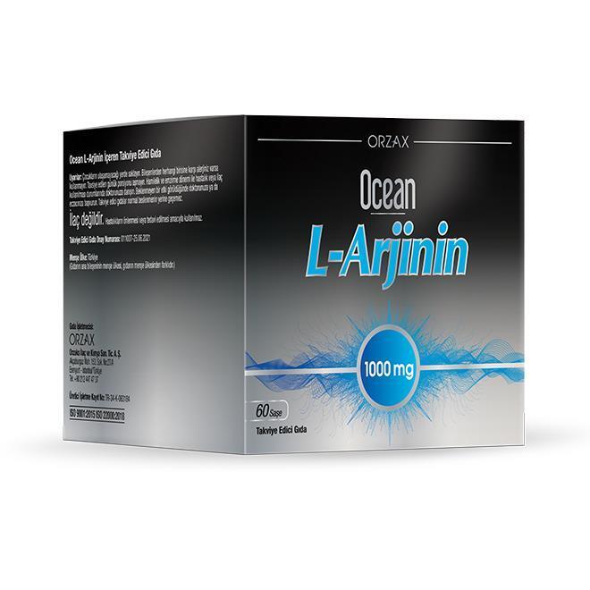 Ocean L-Arginine 1000 mg Powder Dietary Supplement - 60 Sachets, Orange Flavored, Easy Mix - image 2
