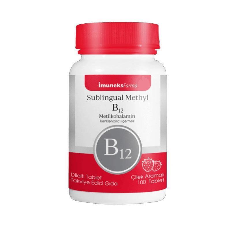 İmuneks Farma Sublingual Methyl B12 100 Tablets - Vitamin B12 Supplement for Energy &amp; Nerve Health - Vitamin &amp; Supplement