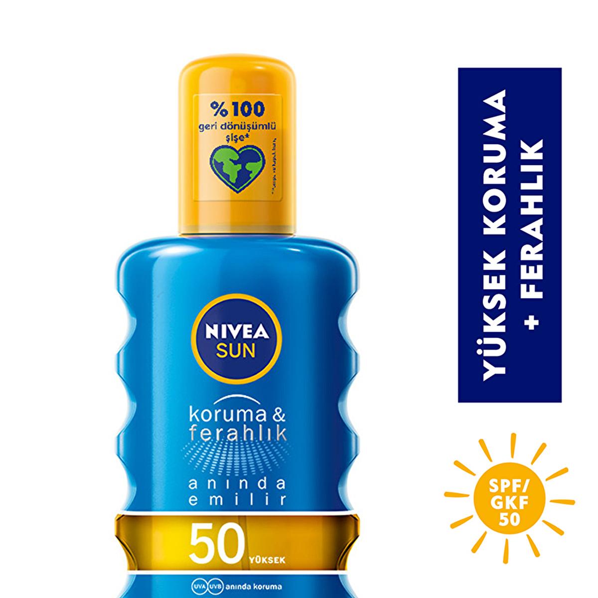 Nivea Sun SPF 50 Sunscreen Spray: UVA UVB Protection, Non-Greasy, Transparent Formula - For Outdoor Activities & Refreshing Feel Nivea SPF 50 Sunscreen Spray: UVA/UVB Protection & Refreshing sunscreen spray, SPF 50 sunscreen, water resistant sunscreen, non-greasy sunscreen, transparent sunscreen, UVA UVB protection, sun protection spray, sunscreen for outdoor activities, refreshing sunscreen, clear sunscreen spray, sunscreen, SPF 50, UVA protection, UVB protection, water resistant, non-greasy, transparent, 