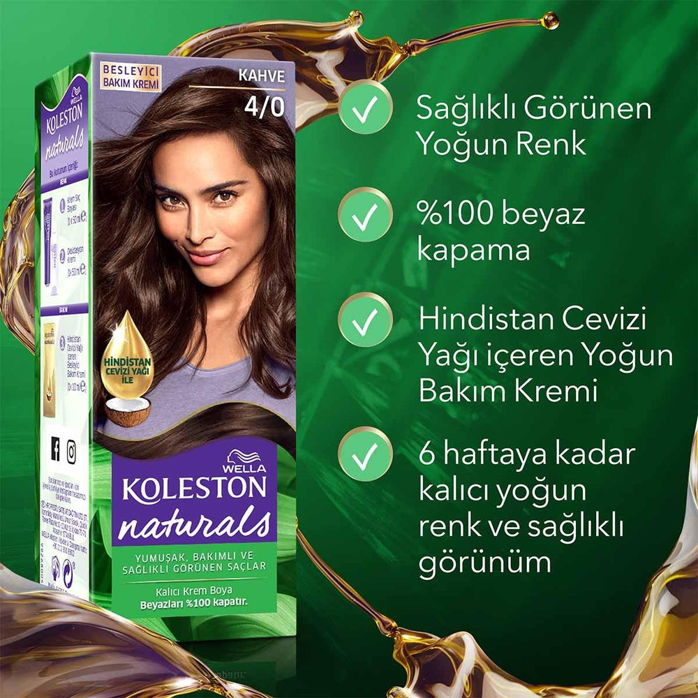 Wella Koleston Naturals 4/0 Coffee Brown Hair Dye: Intense Color, Gray Coverage, Coconut Oil, Permanent Hair Color Wella Koleston Coffee Brown Hair Dye: Gray Coverage + Coconut Oil hair dye, hair color, gray coverage hair dye, coconut oil hair dye, permanent hair dye, Wella Koleston, at home hair color, brown hair dye, hair color kit, hair coloring, hair dye kit, at-home hair dye, coffee brown hair dye, hair colour, hair coloring, hair dye, coconut oil, intense color, gray coverage, Wella hair color, women'