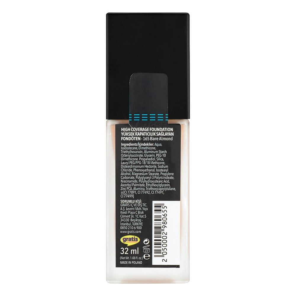 LYKD High Coverage Foundation in 165 Bare Almond 30ml