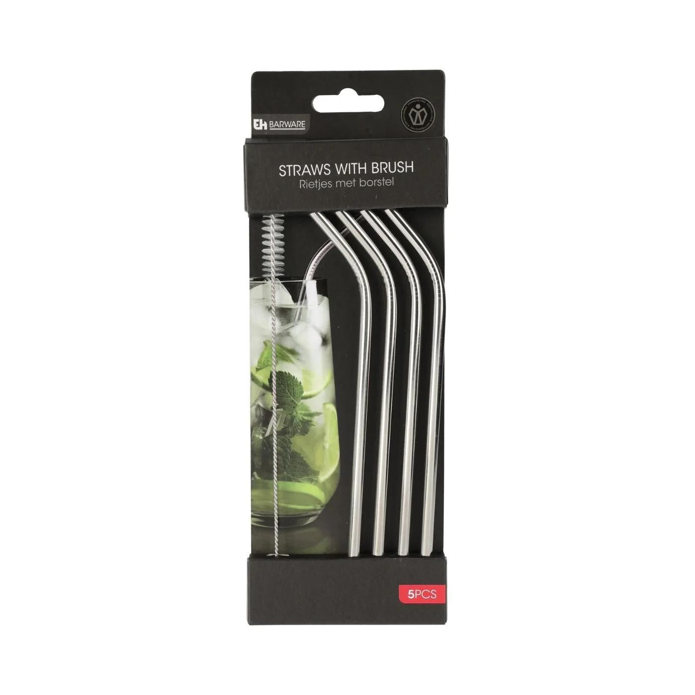 KPM 5-Piece Reusable Straw Set with Cleaning Brush
