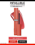 L'Oreal Paris Infaillible Laque Resistance: Long-Lasting, High-Shine, Moisturizing Liquid Lipstick for All-Day Glamour L'Oreal Infaillible: Long-Lasting, High-Shine Liquid Lipstick liquid lipstick, glossy lipstick, long-lasting lipstick, moisturizing lipstick, squalane lipstick, non-sticky lipstick, Loreal lipstick, bright lipstick, shine lipstick, lipstick, lip color, intense shine, long lasting, hydration, squalane, non-sticky, angled applicator, beauty, cosmetics, makeup, lip gloss, vibrant color, all-da
