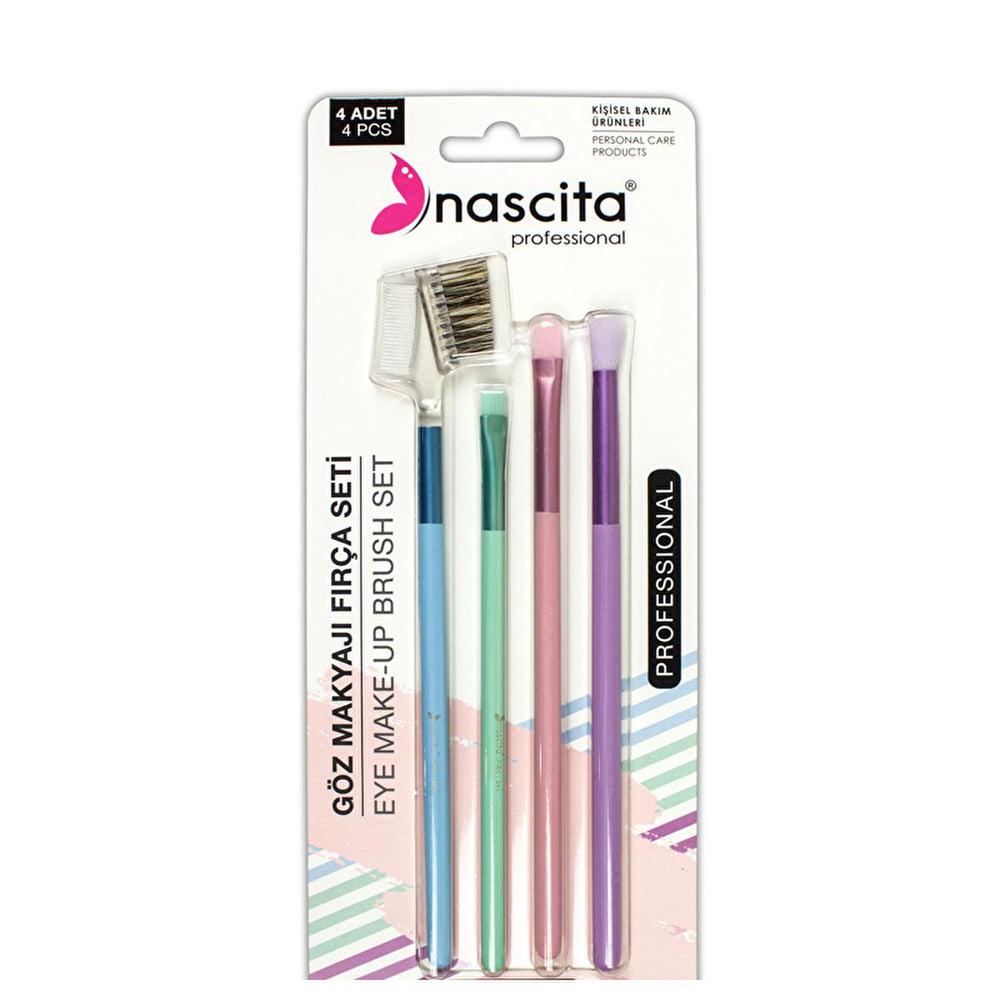 Nascita Makeup Brush Set - 4 Piece Eye Makeup Brushes for Beginners, Travel Makeup Kit, Beauty Accessories - Makeup Brush