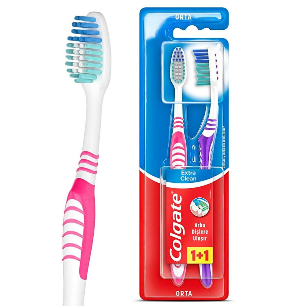 Colgate Extra Clean Manual Toothbrush - Effective Oral Hygiene for Back Teeth, Soft Tongue Cleaner, and - view 3