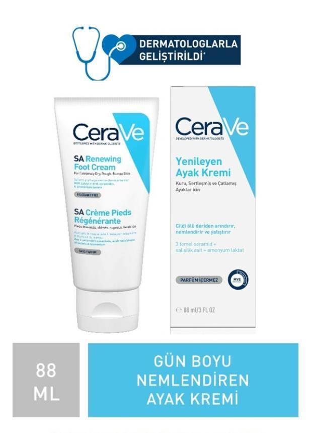 cerave renewing foot cream 88 ml, hydrating foot cream for dry skin, cerave foot cream packaging CeraVe Renewing Foot Cream - Moisturizing 88 ml CeraVe Renewing Foot Cream - 88 ml cerave, foot-cream, dry-skin, moisturizing, exfoliating, sensitive-skin, children-friendly, skin-repair, ai-generated, skincare