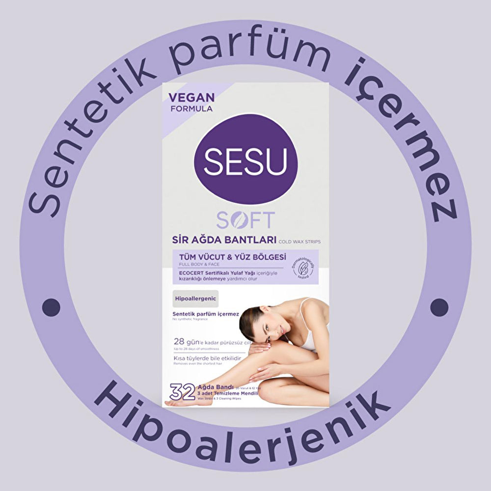 Sesu Soft Wax Strips for Hair Removal - Easy, Quick, Dermatologically Tested - 32 Strips - view 6