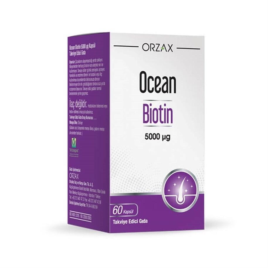 Ocean Biotin 5000 mcg Dietary Supplement for Hair, Skin Health - 60 Capsules - image 2