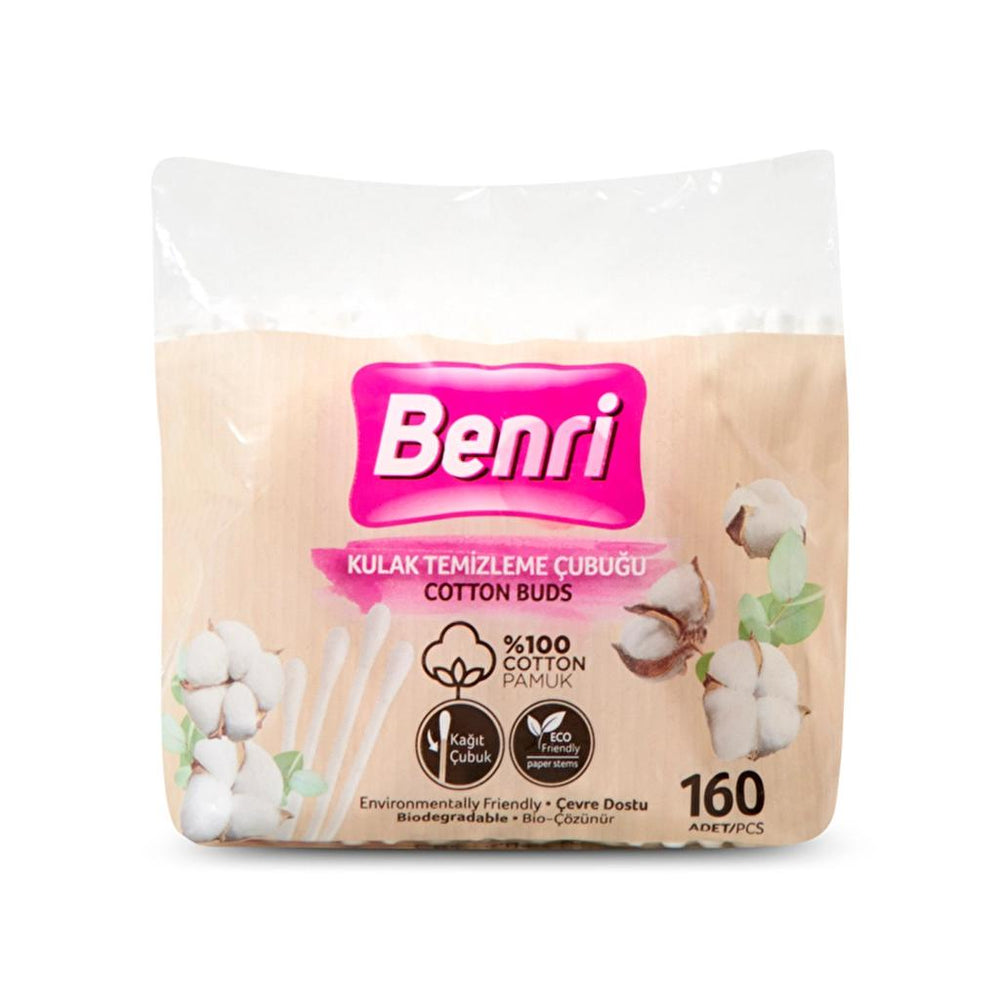 Benri Cotton Buds in Bag for Gentle Daily Care 160 Count