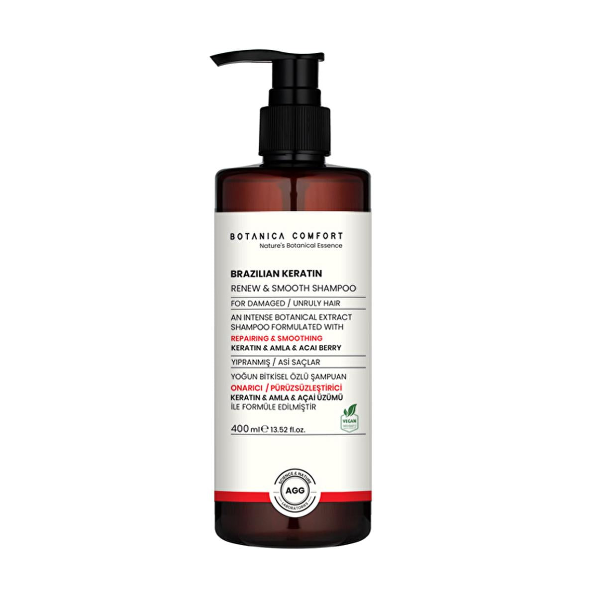 Botanica Comfort Brazilian Keratin Renew &amp; Smooth Shampoo - 13.53 fl oz - Nourishing &amp; Smoothing Hair Care for Damaged Hair Brazilian Keratin Shampoo for Damaged Hair - Botanica Comfort Brazilian Keratin Shampoo, Hair Repair Shampoo, Smoothening Shampoo, Natural Ingredients Hair Care, Damaged Hair Shampoo, Botanica Comfort, Renew &amp; Smooth Series, Hair Nourishment, Frizz Reduction, Hair Smoothing, Keratin Hair Care, Amla Oil Benefits, Açai Berry Hair Care, Hair Repair, Hair Smoothening, Natural Hair Care Pro