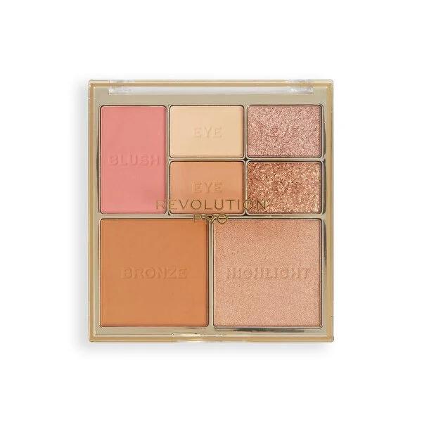 Revolution Pro Iconic Eye & Cheek Palette - Light Medium: Travel-Friendly Vegan Makeup Palette for Eyeshadow, Blush, Highlighter & Bronzer Revolution Pro Eye & Cheek Palette | Vegan Travel Makeup eye and cheek palette, makeup palette, eyeshadow blush highlighter bronzer palette, travel makeup palette, vegan makeup palette, cruelty-free makeup, contour palette, highlighting palette, blush palette, eyeshadow, blush, highlighter, bronzer, makeup, travel size, vegan, cruelty-free, light medium, makeup enthusias