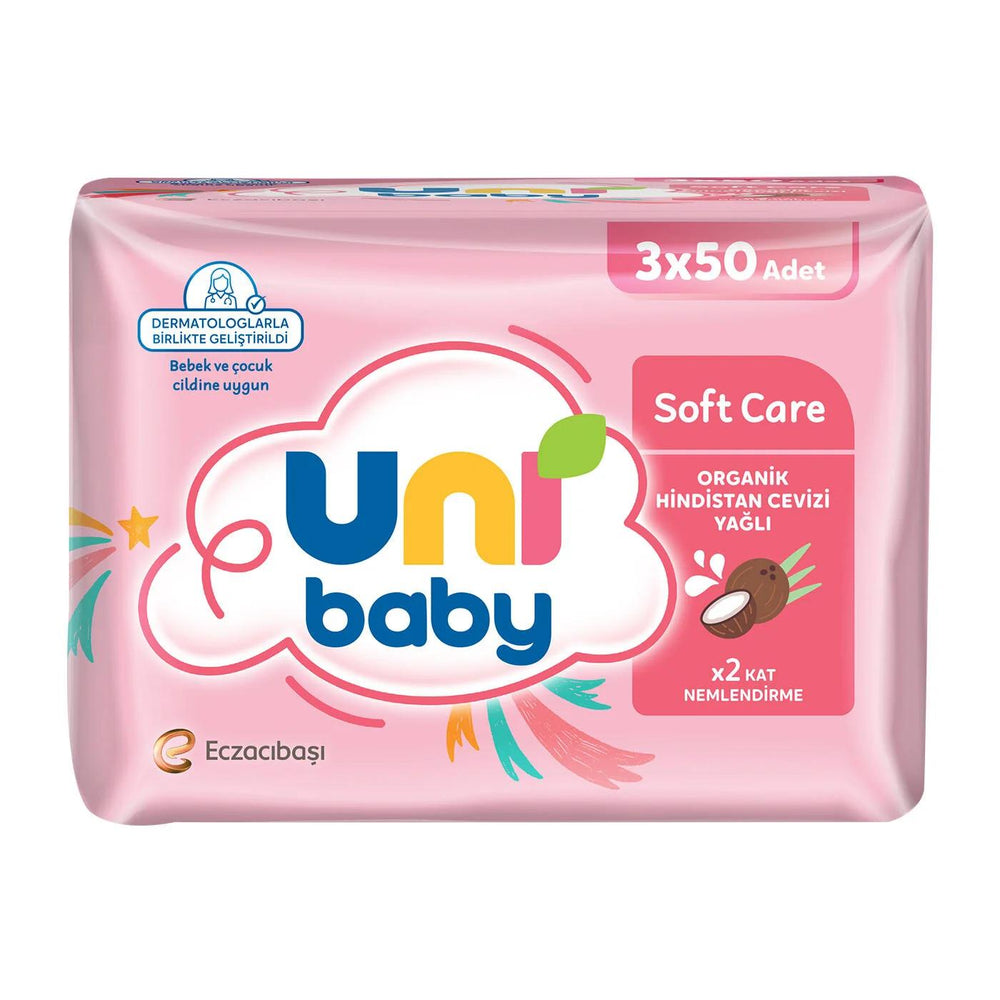 Uni Baby Soft Care Coconut Oil Wet Wipes 150 Count