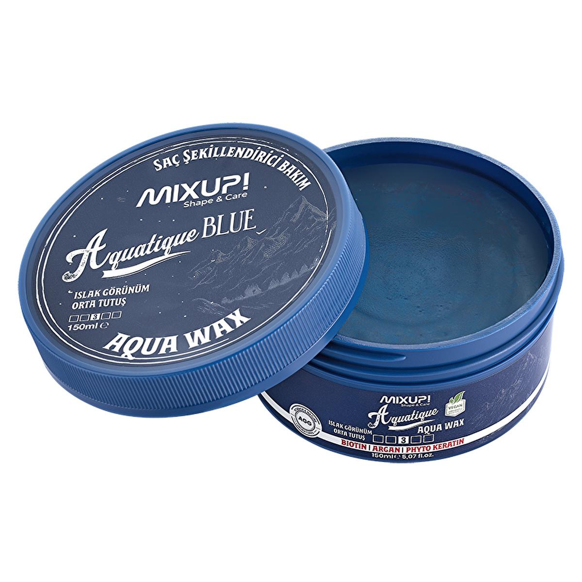Mixup Aquatique: Medium Hold Aqua Hair Wax for Shiny, Textured Styles - Biotin, Argan & Phytokeratin Enriched, Humidity Resistant - 150ml Mixup Aquatique Hair Wax: Medium Hold, Shiny Texture aqua hair wax, medium hold hair wax, shiny hair wax, texturizing hair wax, biotin argan hair wax, humidity resistant hair wax, water based hair wax men, hair styling wax, hair wax for textured look, hair wax, hair styling, medium hold, shiny finish, textured finish, biotin, argan oil, phytokeratin, humidity resistant, w